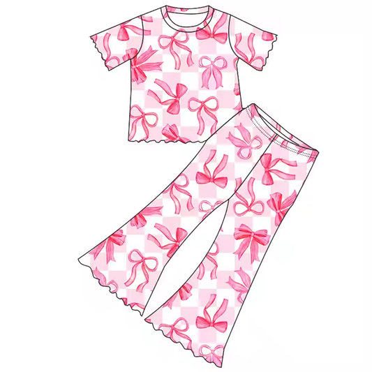 6.19 Pink Bow Short Sleeve Trousers Set