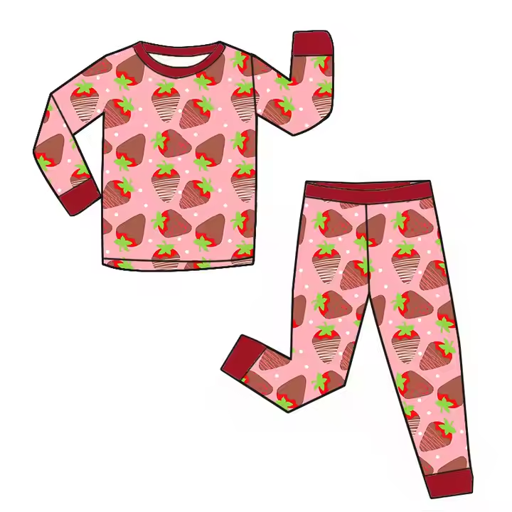 6.18 Strawberry Cartoon Long Sleeve Suit