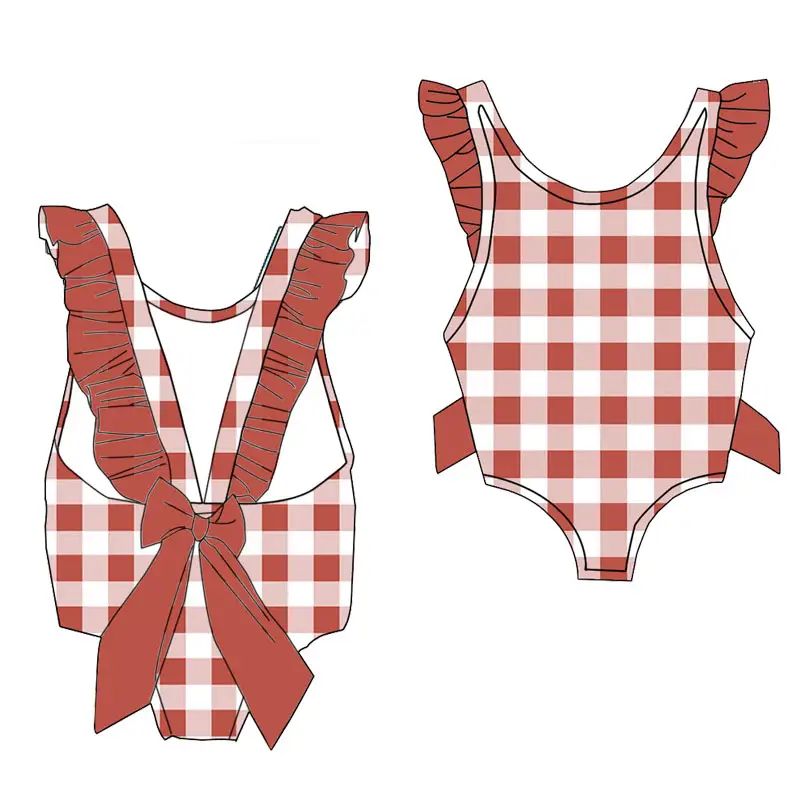6.12Brown plaid bow toddler clothes
