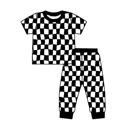 6.27 Black plaid short-sleeved trousers