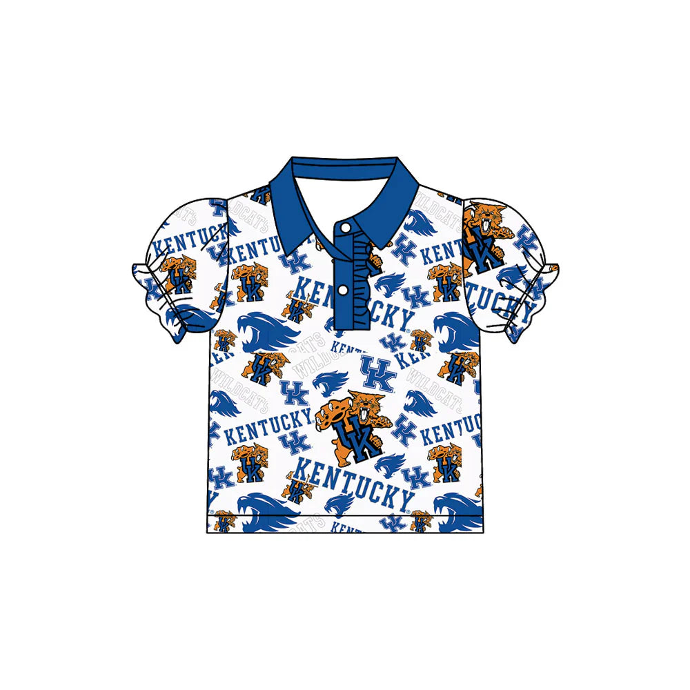 7.30Preorder(moq 5)Baby Girls Kenturky Team Short Sleeve Tee Pullovers Polo Shirts Tops