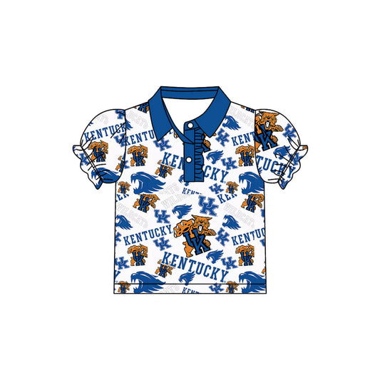7.30Preorder(moq 5)Baby Girls Kenturky Team Short Sleeve Tee Pullovers Polo Shirts Tops