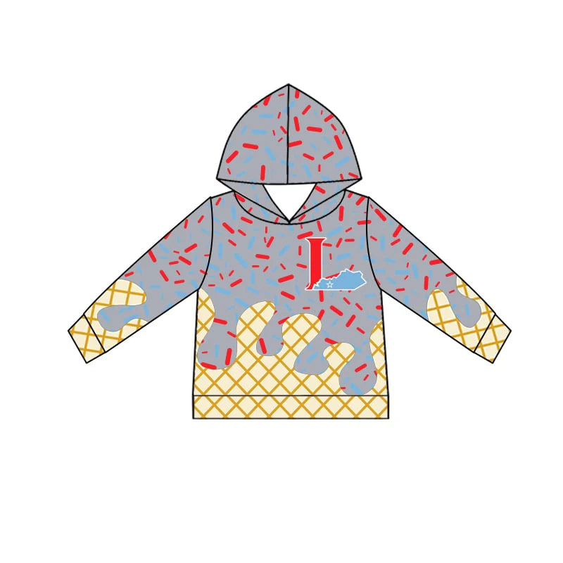6.30Preorder (moq 5)Baby Boys Grey Long Sleeves L Drip Team Hoodies Top