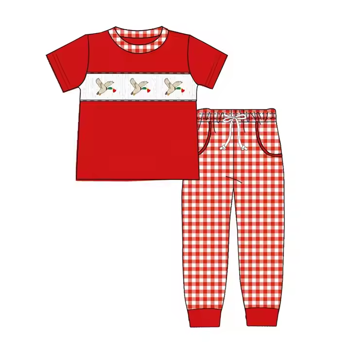 6.9 duck red short-sleeved trousers suit