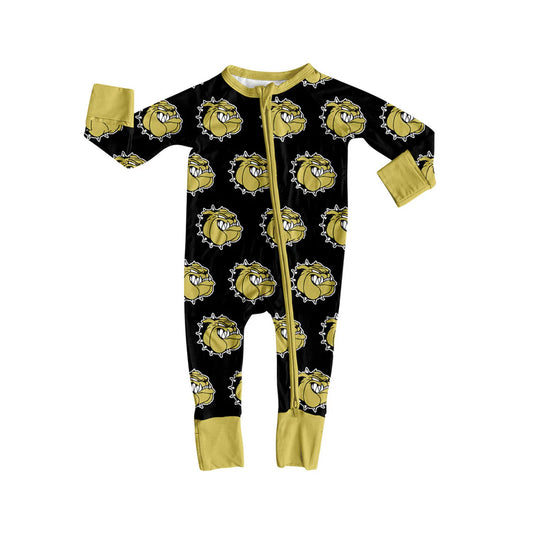 7.22Preorder(moq 5)Baby Infant Black Color Dog Team Zip Rompers
