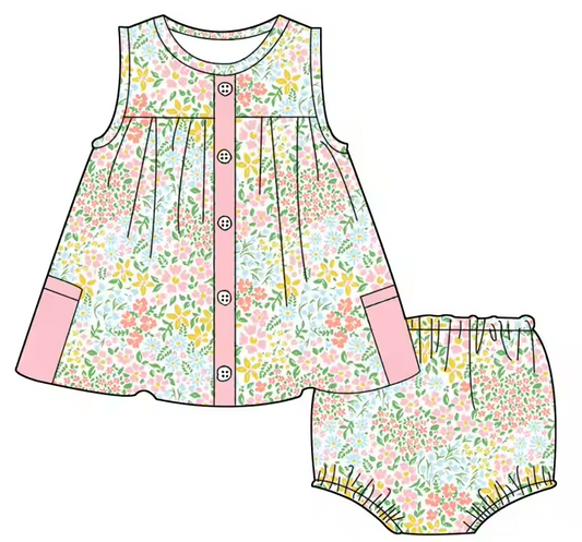 6.10 Floral Pocket Baby Suit