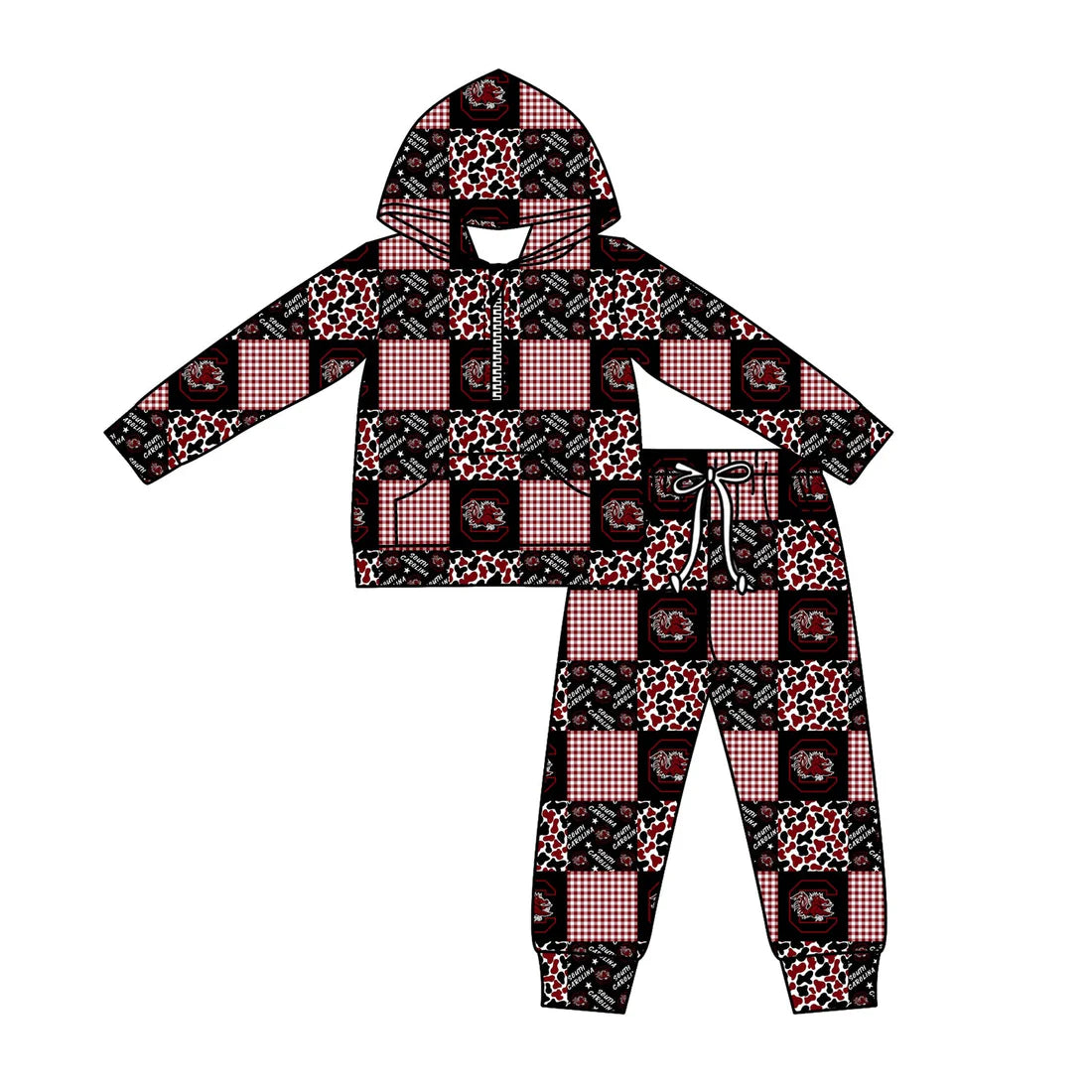 X12.1Preorder (moq 5)Baby Boys Camo C Bulls Checked Zipper Pockets Hoodies Pants Team Clothes Sets