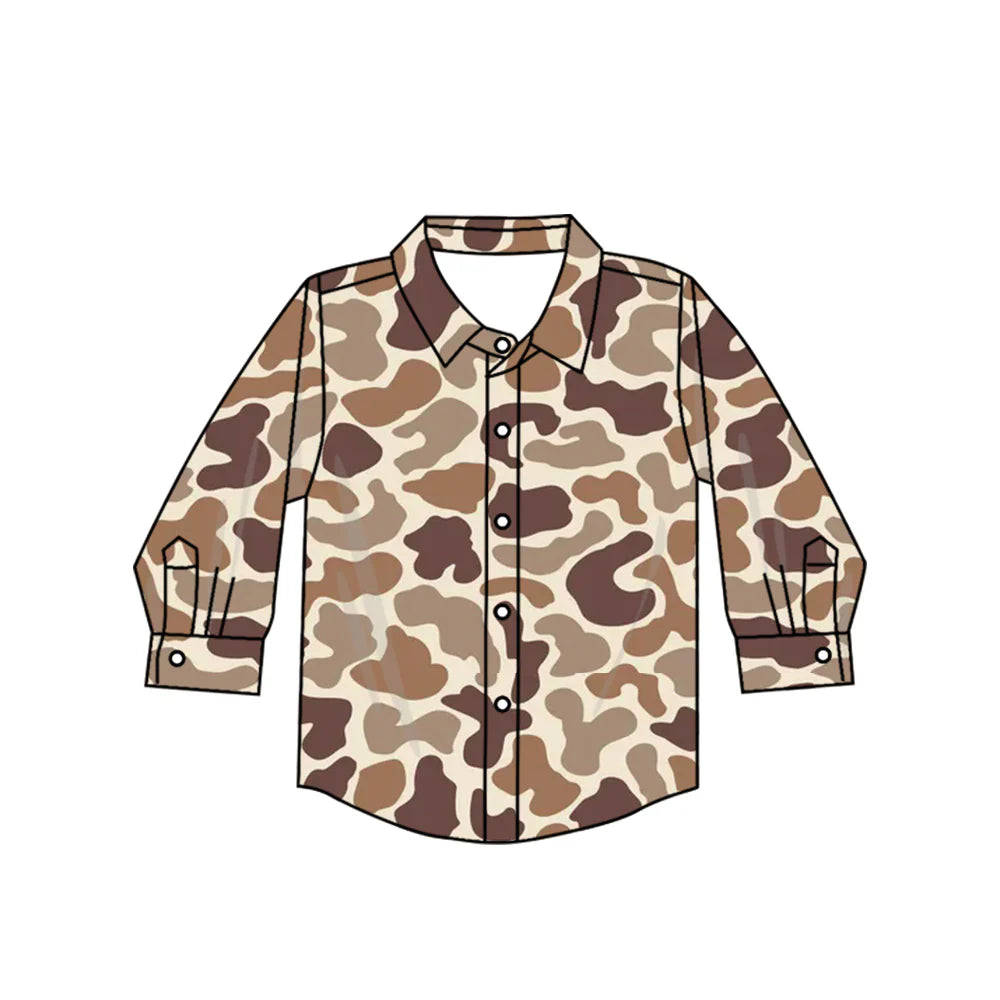 7.4Preorder(moq 5) Baby Boys Long Sleeves Brown Camo Button Shirts Top
