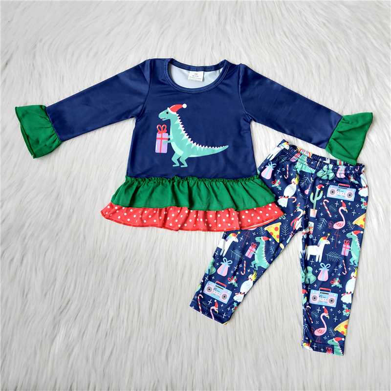 Christmas suit Dinosaur outfits girls winter sets