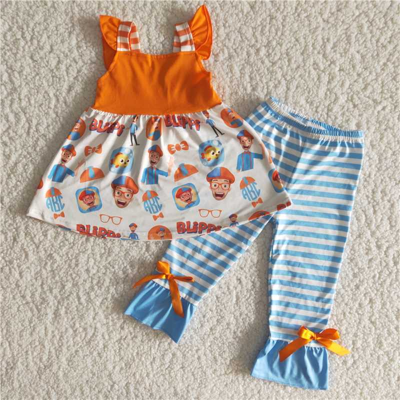 carton vest stripe pants sale girls sets kids clothes