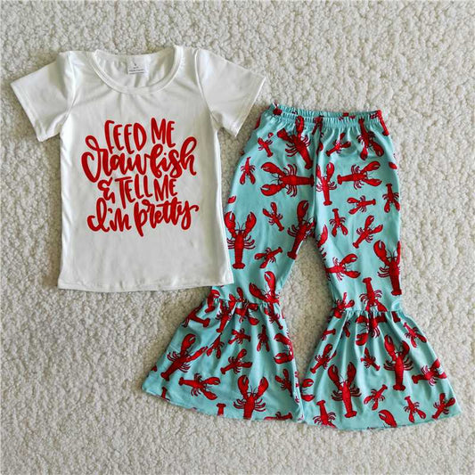 lobster shirt bell pants girls sets kids clothes