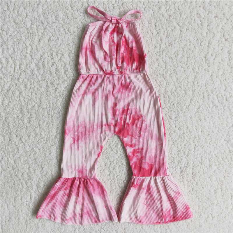 Colorful tie-dye tube top girls jumpsuits simple fashion kids romper