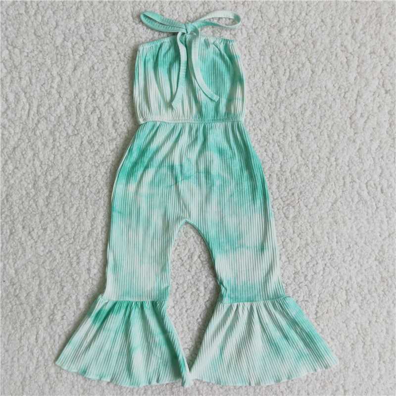 Colorful tie-dye tube top girls jumpsuits simple fashion kids romper