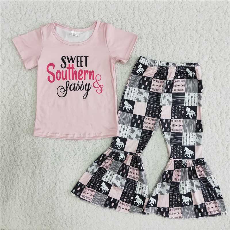 sweet southern sassy shirt bell pants girls sets kids clothes