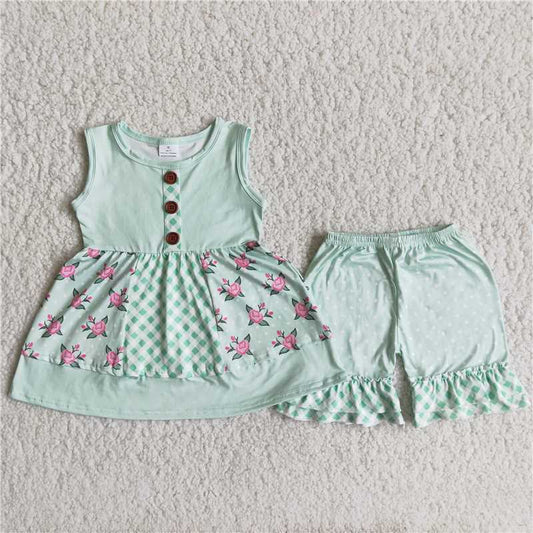 green floral girls summer sets