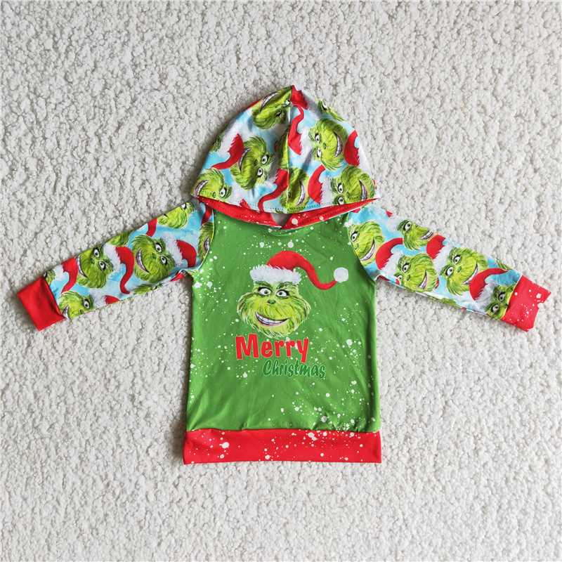 Christmas boy long sleeve grinch hoodie top