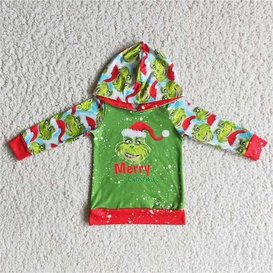 Christmas boy long sleeve grinch hoodie top