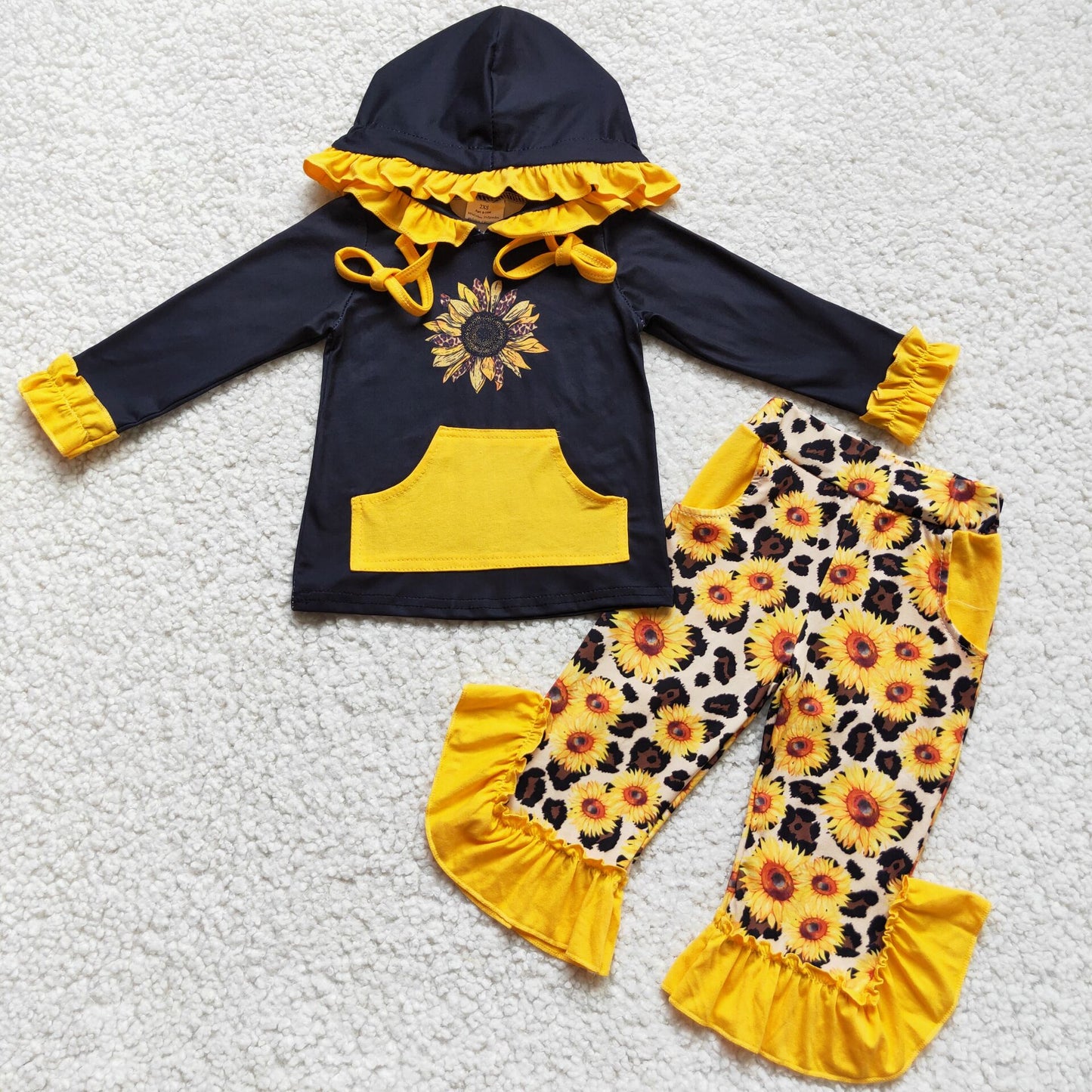 sunflower girls fall winter hooded long sleeve top and long pants set