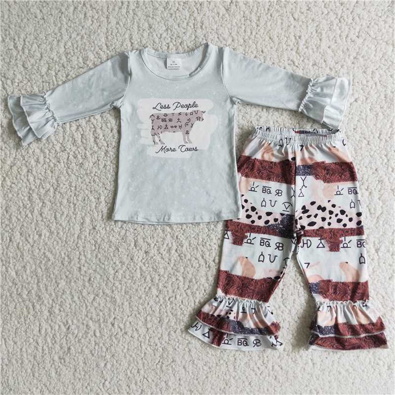 cow shirt and pants 2 pieces girls outfits kids clothes