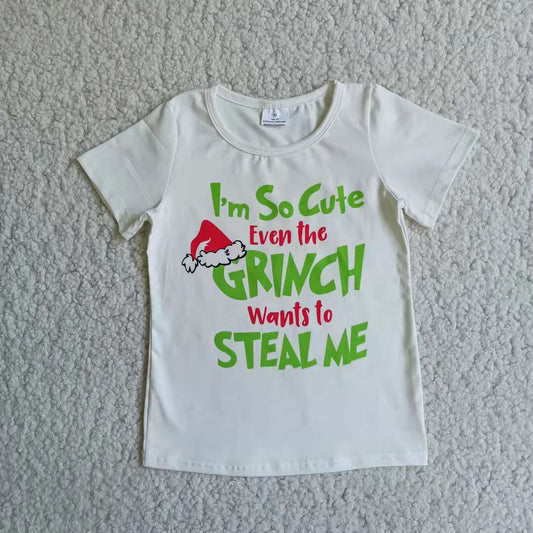 Christmas boy short sleeve shirt grinch tops