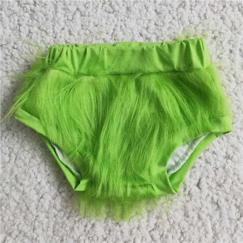 christmas green fuzzy bummies baby kids shorts