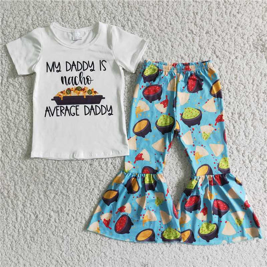 my daddy is nacho average shirt bell pants girls sets kids clothes