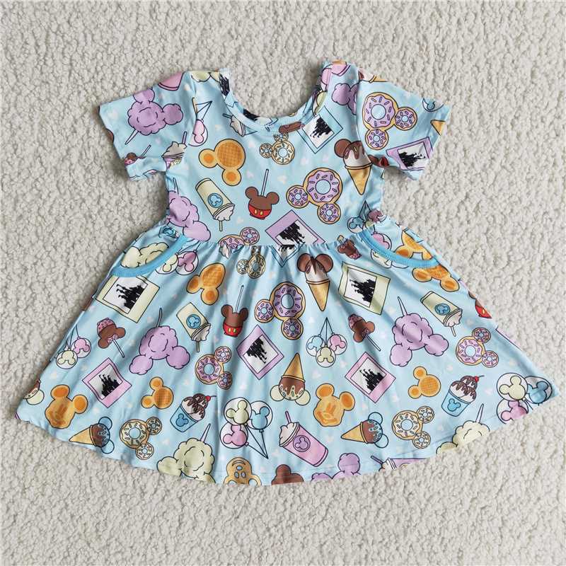 cartoon mouse girls dress summer kids skirt