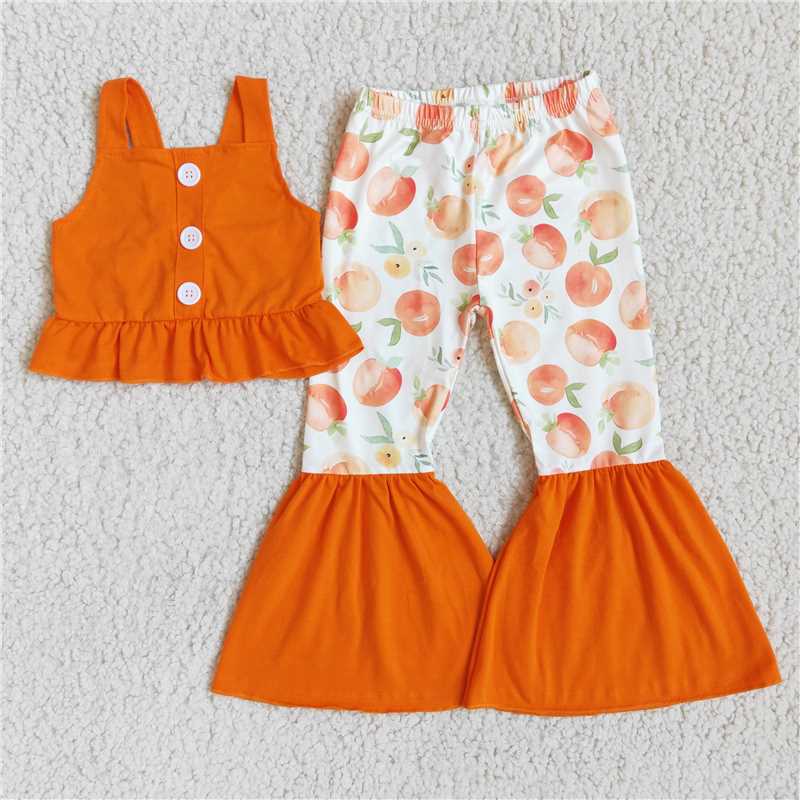 Vest fruit bell pants girls sets kids clothes