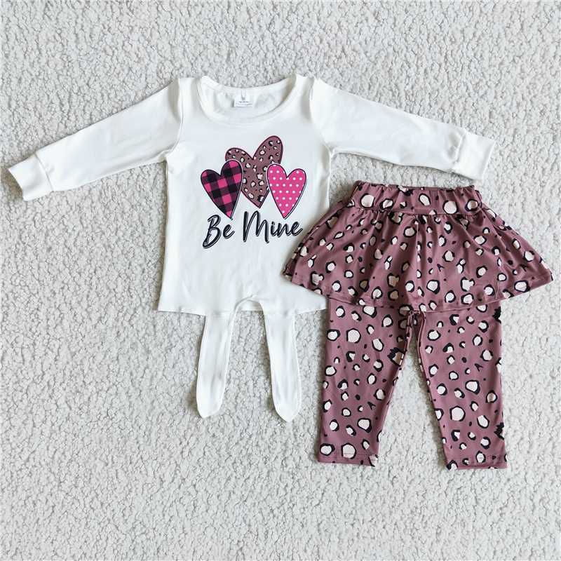 love heart be mine dress pants sets happy Valentine's Day Girls Clothes