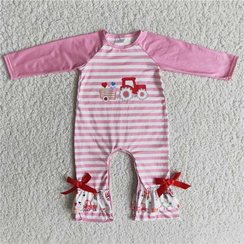 love heart PINK stripes romper Valentine's Day Girls Clothes