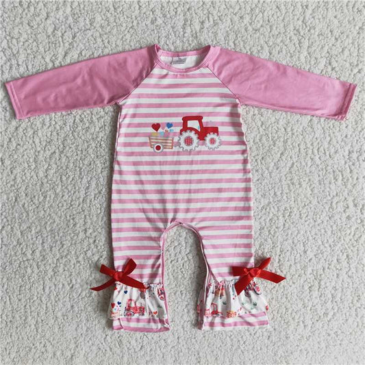 love heart PINK stripes romper Valentine's Day Girls Clothes