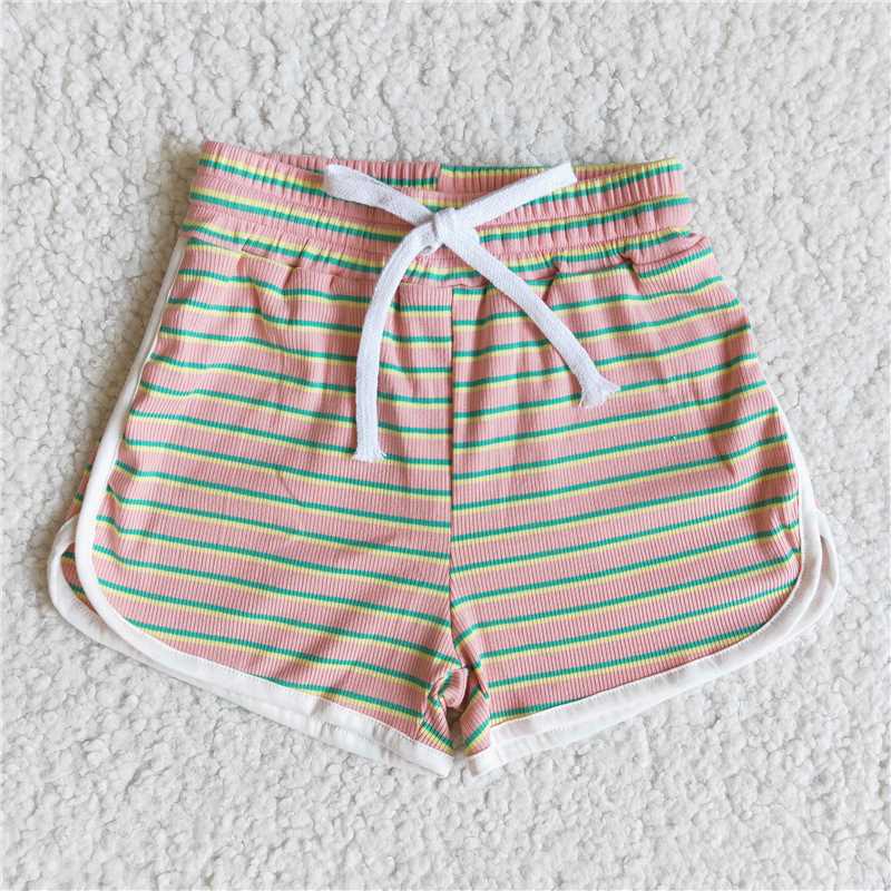 stripe Cotton Shorts elastic waist sweatshorts