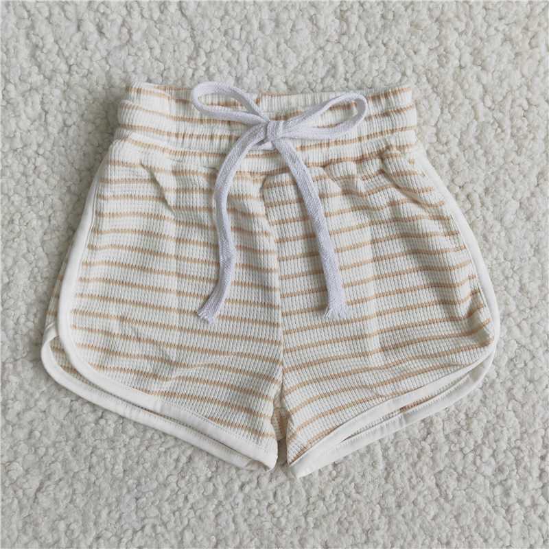 stripe Cotton Shorts elastic waist sweatshorts