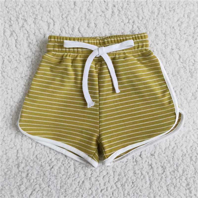 stripe Cotton Shorts kids girls summer shorts elastic waist Leisure sport