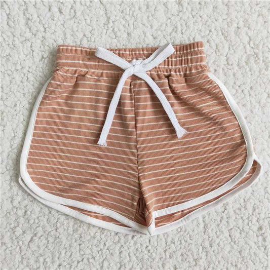 stripe Cotton Shorts kids girls summer shorts elastic waist