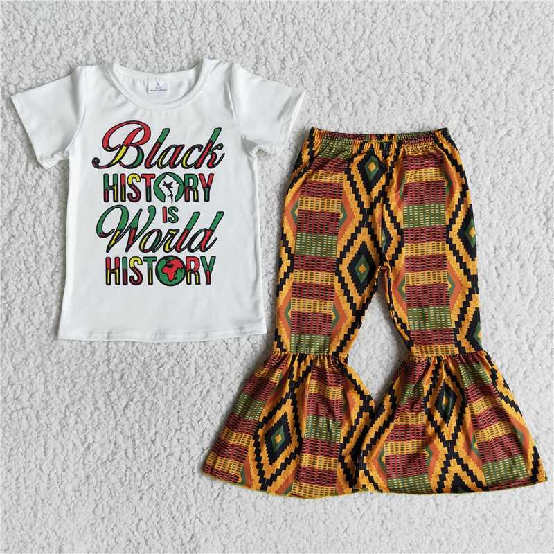 black history shirt bell pants girls sets kids clothes