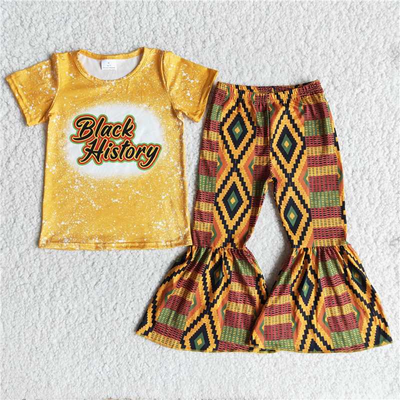 black history shirt bell pants girls sets kids clothes