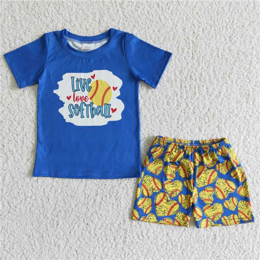 softball boys summer sets shirt and shorts 2 pieces suit