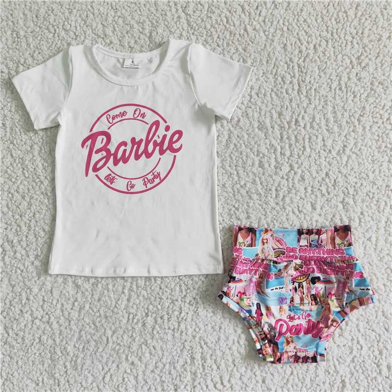 carton barbie kids Girls bummies sets