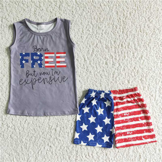 july 4th summer sets sleeveless shirt and shorts 2 pieces suit