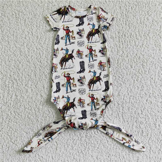 boots riding  cowboy  horse western newborn baby gown