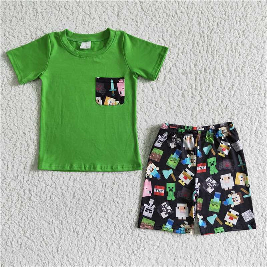 my world game  summer sets short sleeve shirt and shorts 2 pieces suit