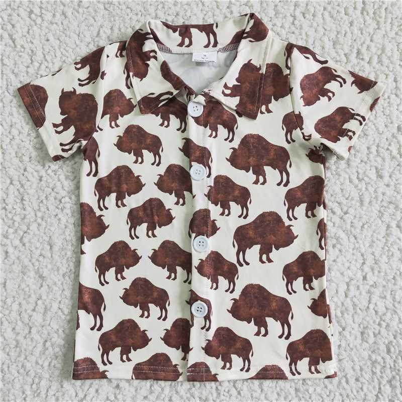 cattle short sleeve shirt boys summer button top