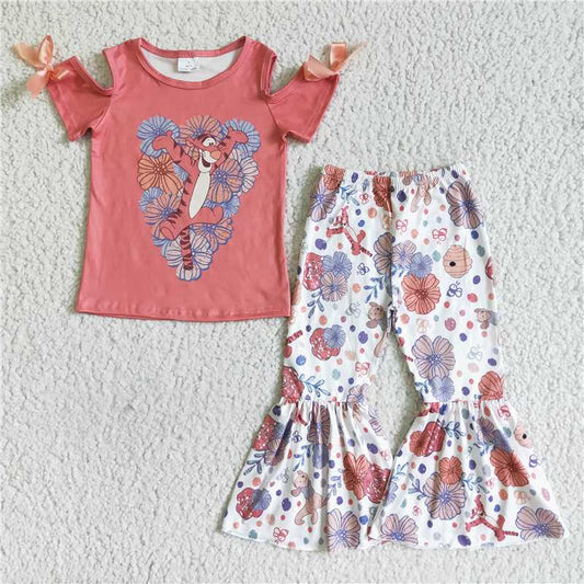 carton Tigger shirt bell pants girls sets kids clothes