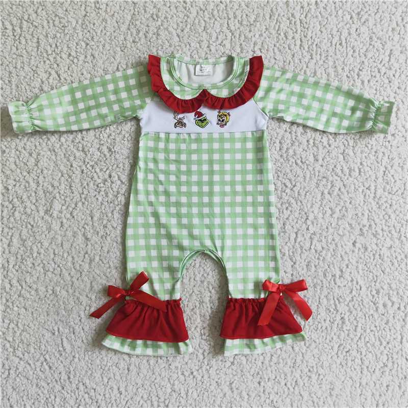 embroidery grinch girls matching christmas boys outfits & romper dress siblings