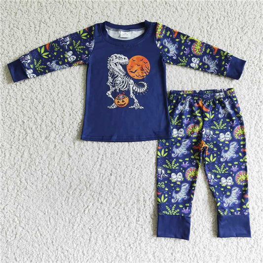 pumpkin dinosaur halloween pajamas boy fall winter sets long sleeve pants outfits