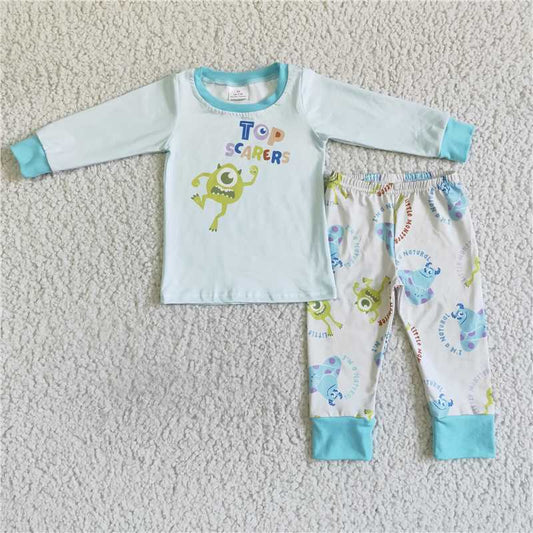 monster pajamas suit boy fall winter sets long sleeve pants outfits