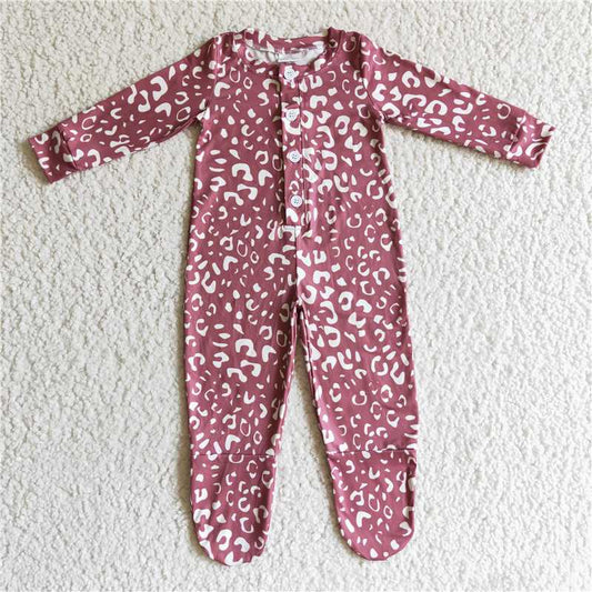 pink baby Jumpsuit with Feet Long Sleeve sleep romper