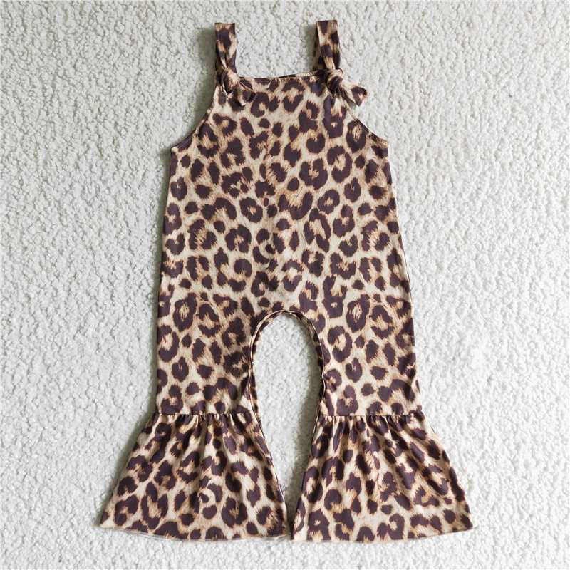 Leopard print girls jumpsuits fashion bell