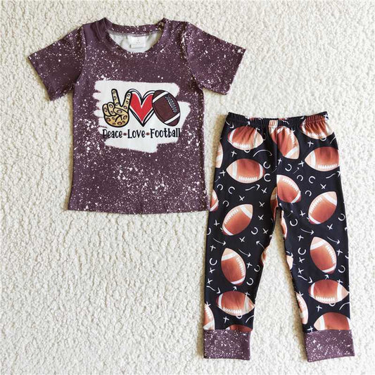 peace love football boys set kids clothes